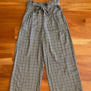 AE AMERICAN EAGLE PLAID WIDE LEG PAPER BAG WAIST PANTS SIZE medium
